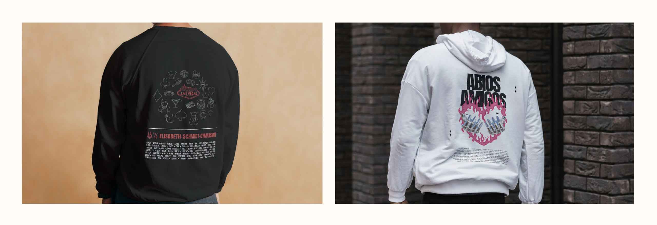 Abipullis mit und ohne Kapuze