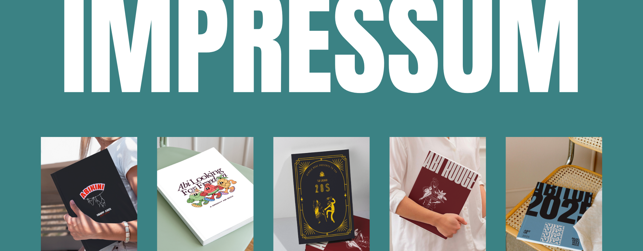 Impressum, verschiedene Abibuch-Cover